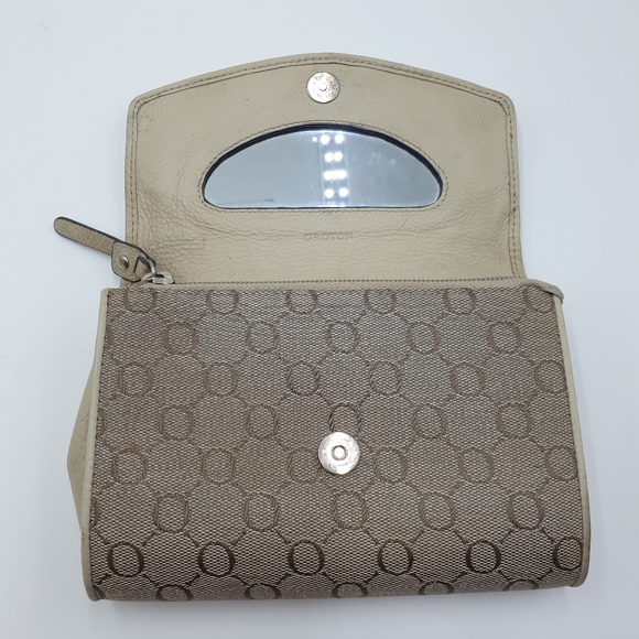 Oroton Cream/Beige Canvas Leather Cosmetic Bag Make Up Case - Picture 13 of 16